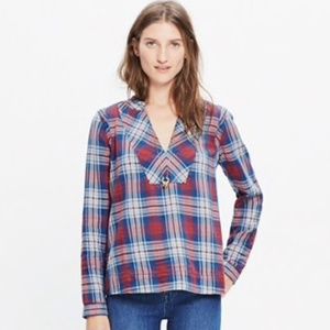 MADEWELL Indigo Dyed Popover Shirt in Casey Plaid